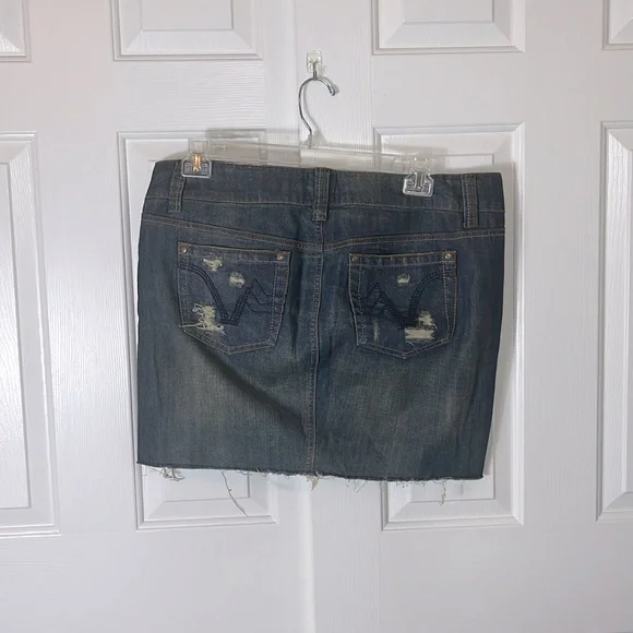 Torrid Denim Skirt, size 14, distressed, 17in top to bottom - Picture 2 of 3
